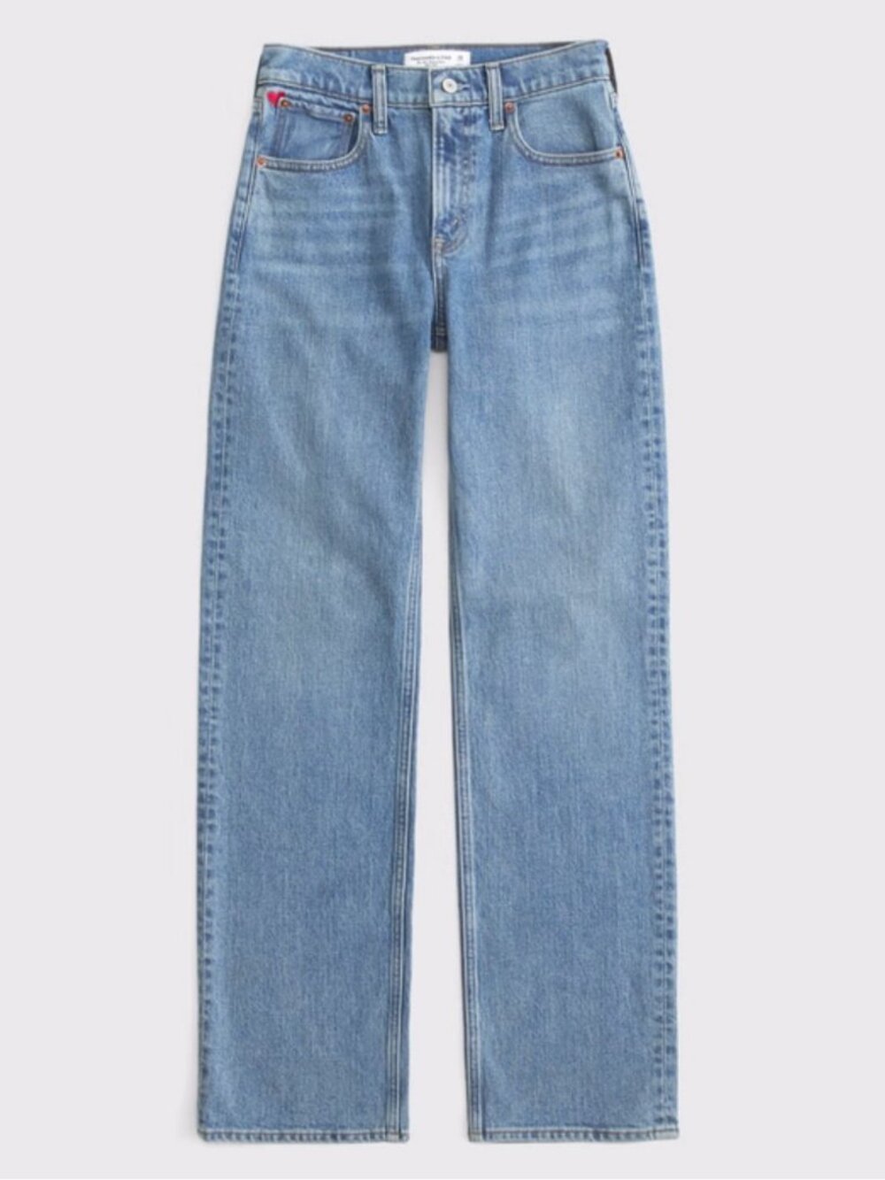 Abercrombie & Fitch Blue Jeans Womens 29 High Rise 90s Relaxed Heart Embroidered